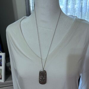 Silpada Ornate Sterling SilverFiligree Pendant Necklace, dog tags. Vintage